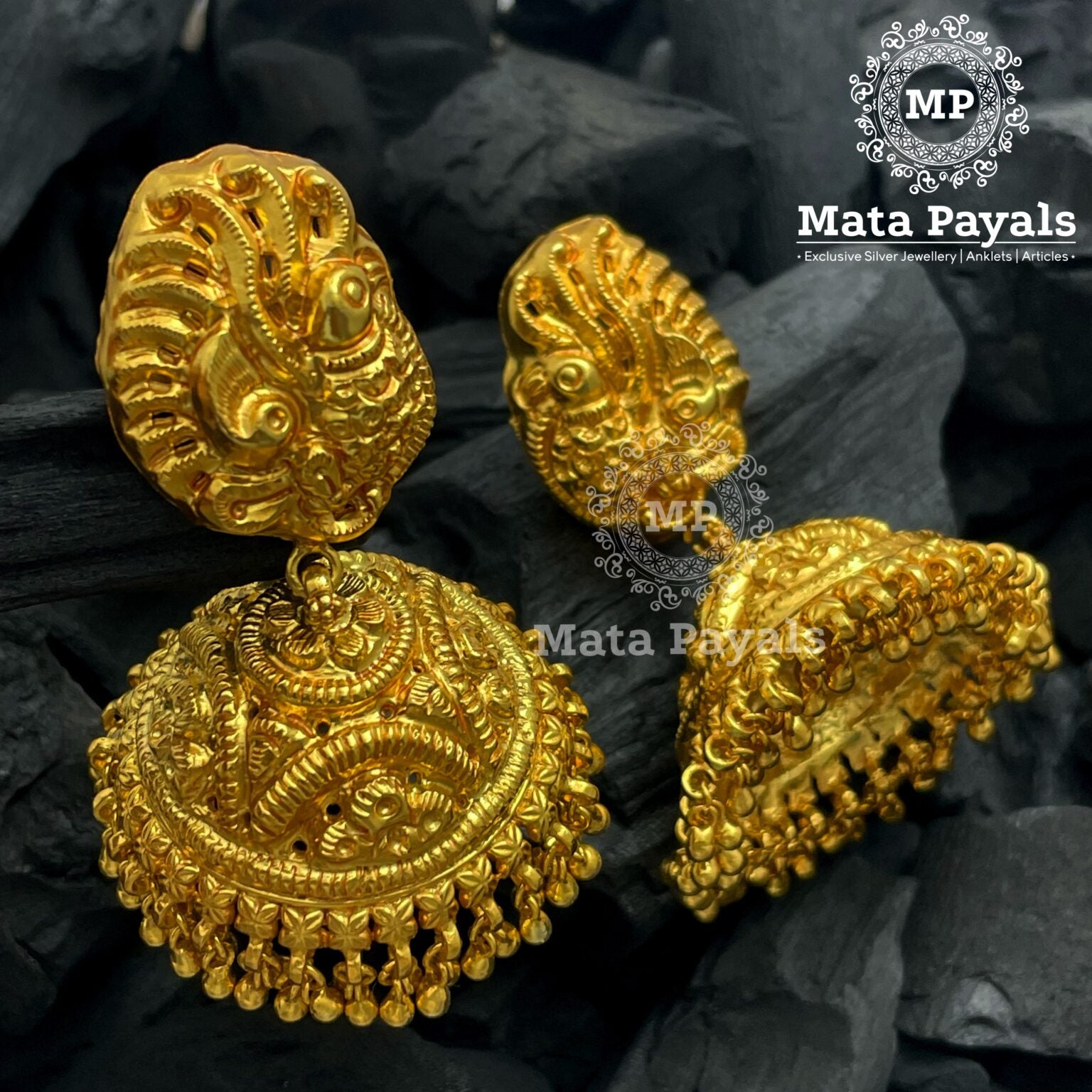 Spectacular Huge Gold Plated Jhumka