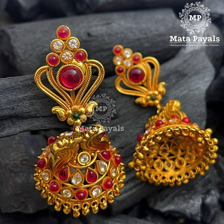 Spectacular Peacock Gold Plated Jhumka