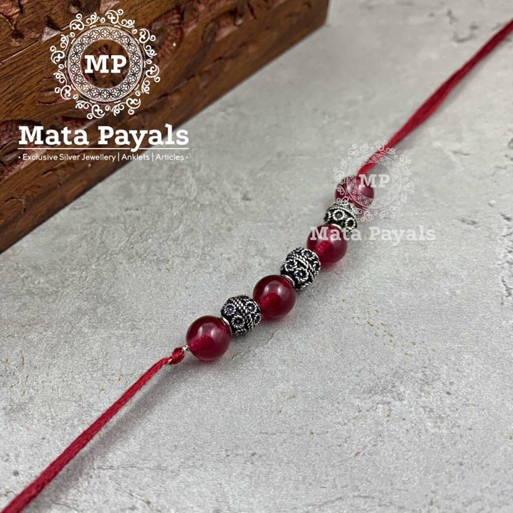 Striped Silver Beads Rakhi