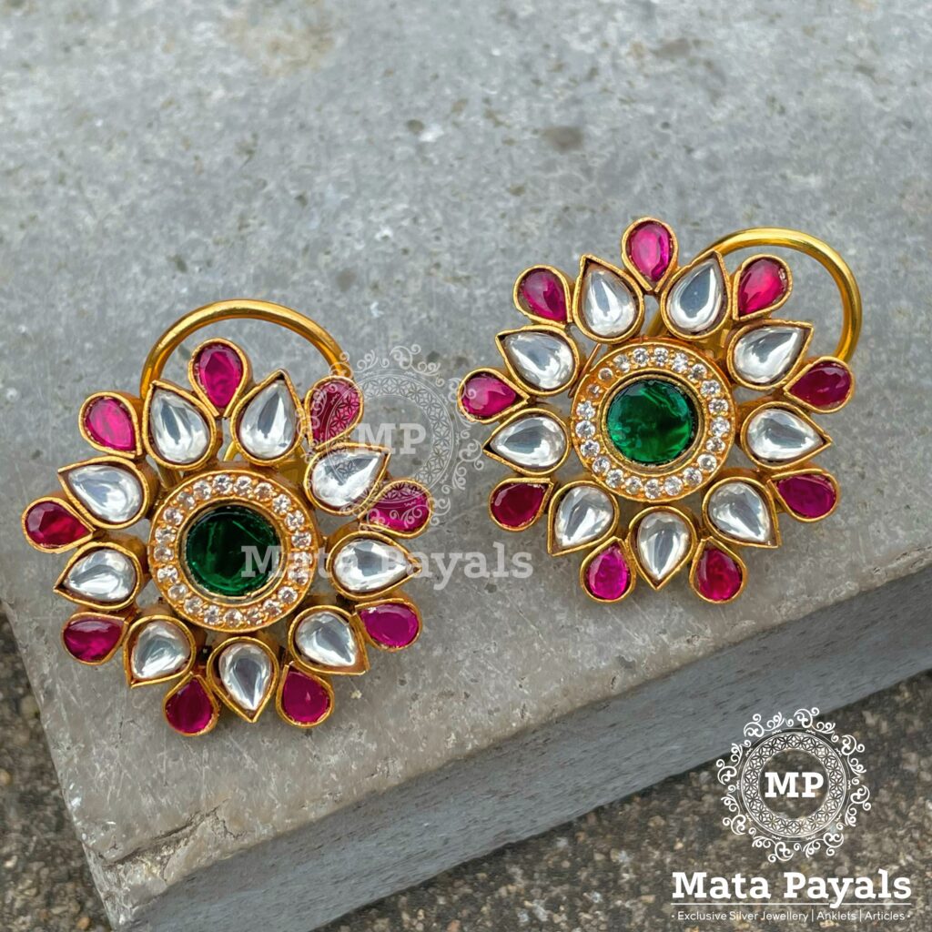 Stunning Kundan Gold Plated Stud