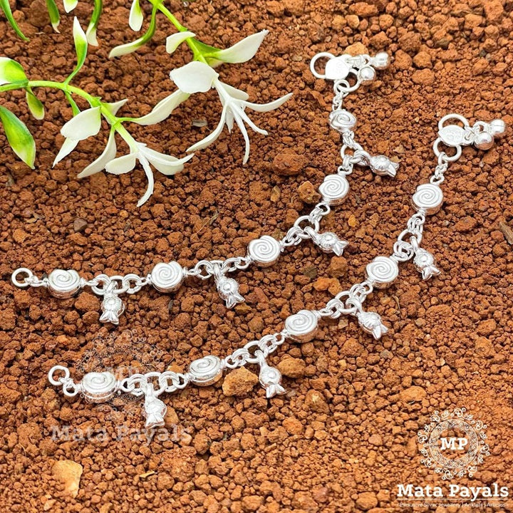 Swirly Silver Baby Anklet (1-2 Years)