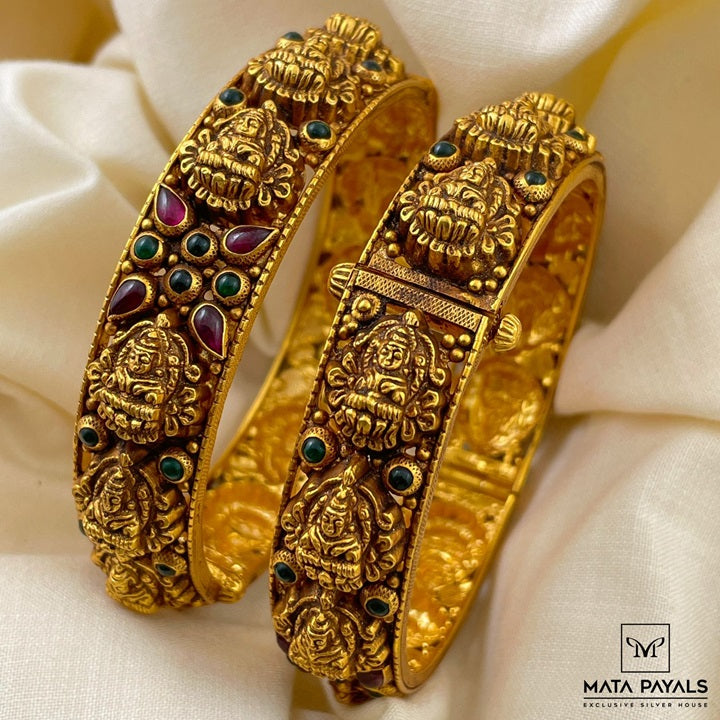 Temple Gold Polish Lakshmi Bangle