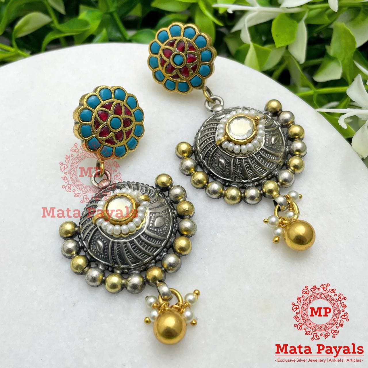 Turquoise Kundan Floral