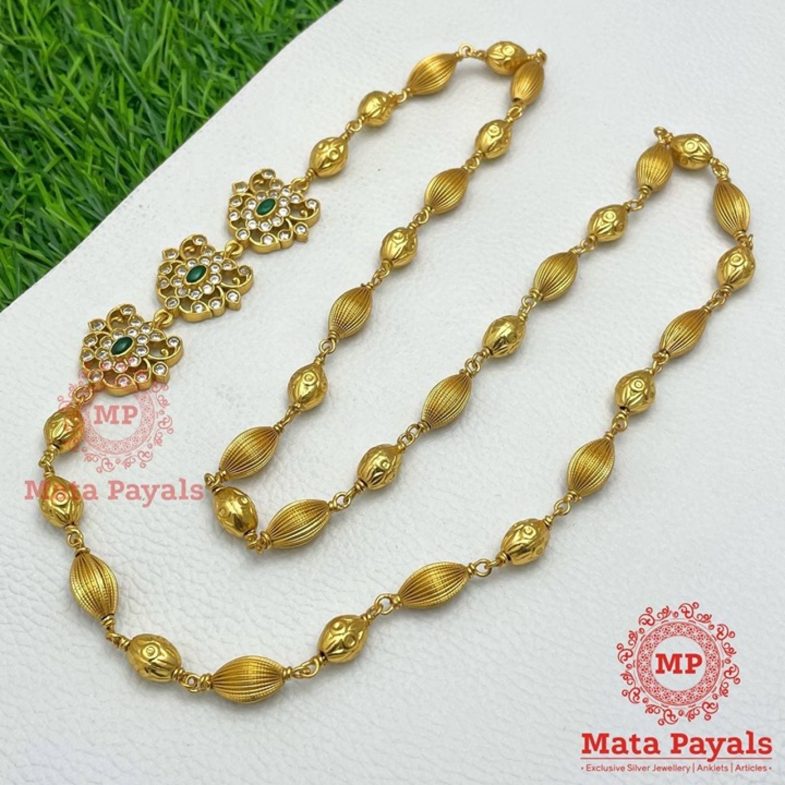 Blazing Floral Gold Beaded Hara