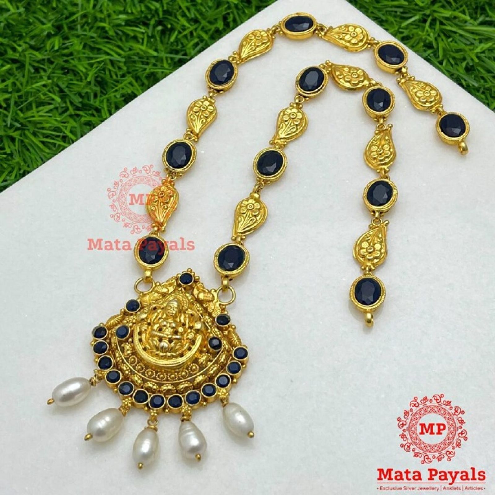 Devi Lakshmi Mango Floral Gold Plated Necklace