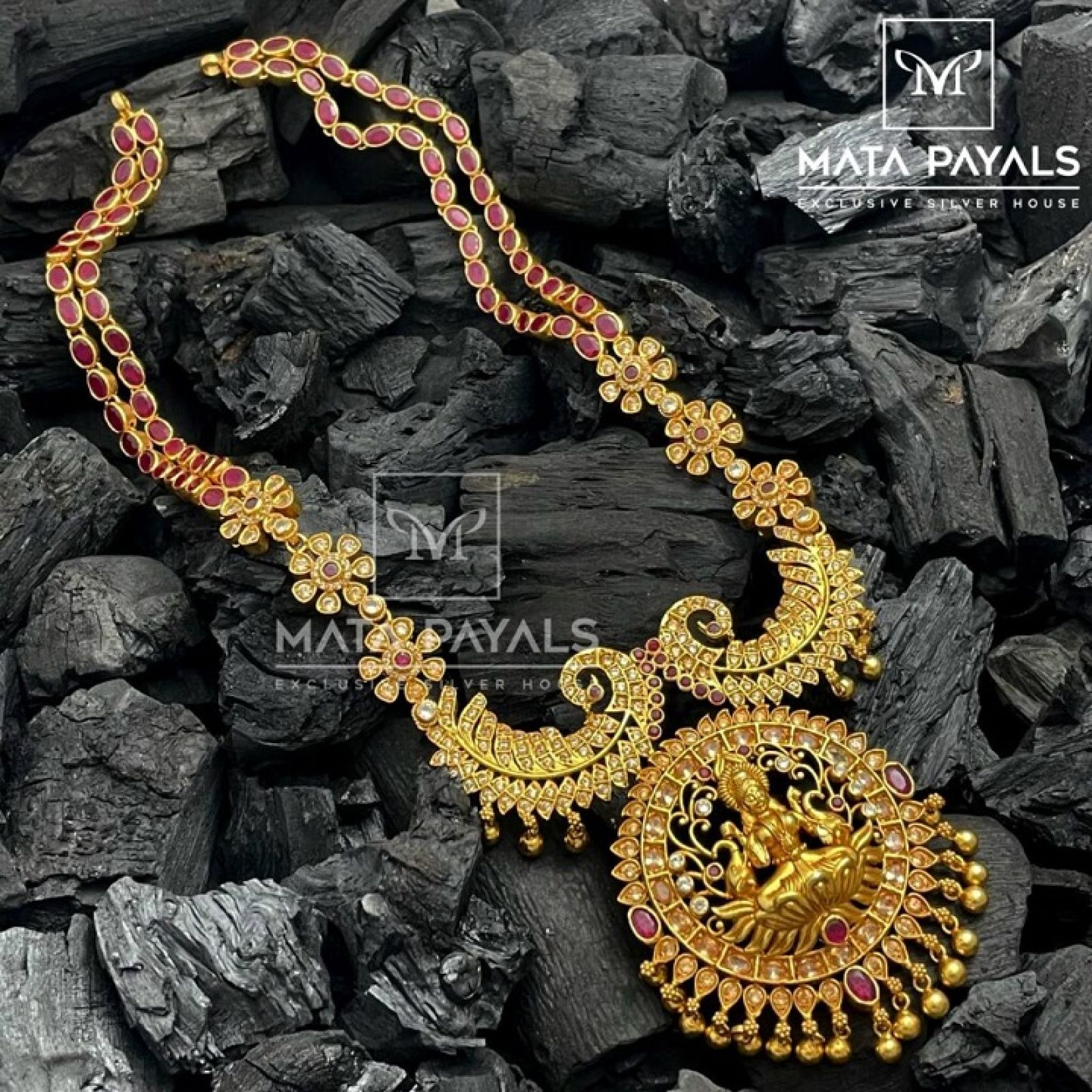 Dhyana Lakshmi Ruby Gold Plated Necklace