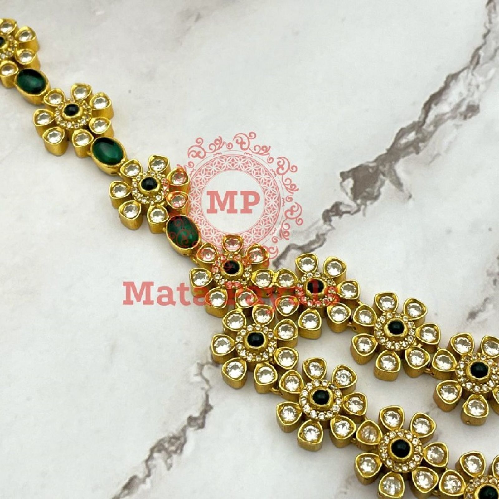 Double Layered Floral Green Necklace