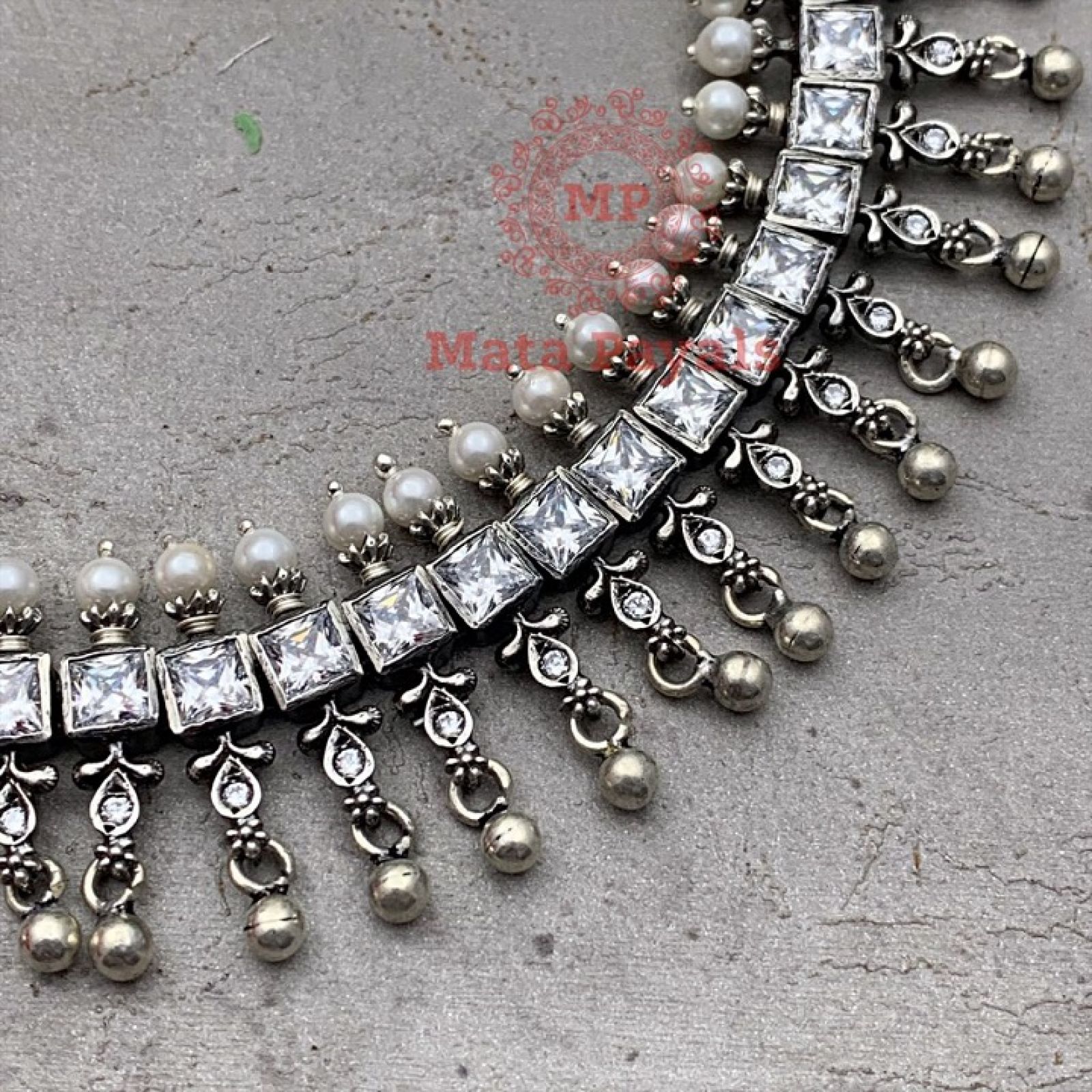 Elegant Pearl Oxidised Necklace