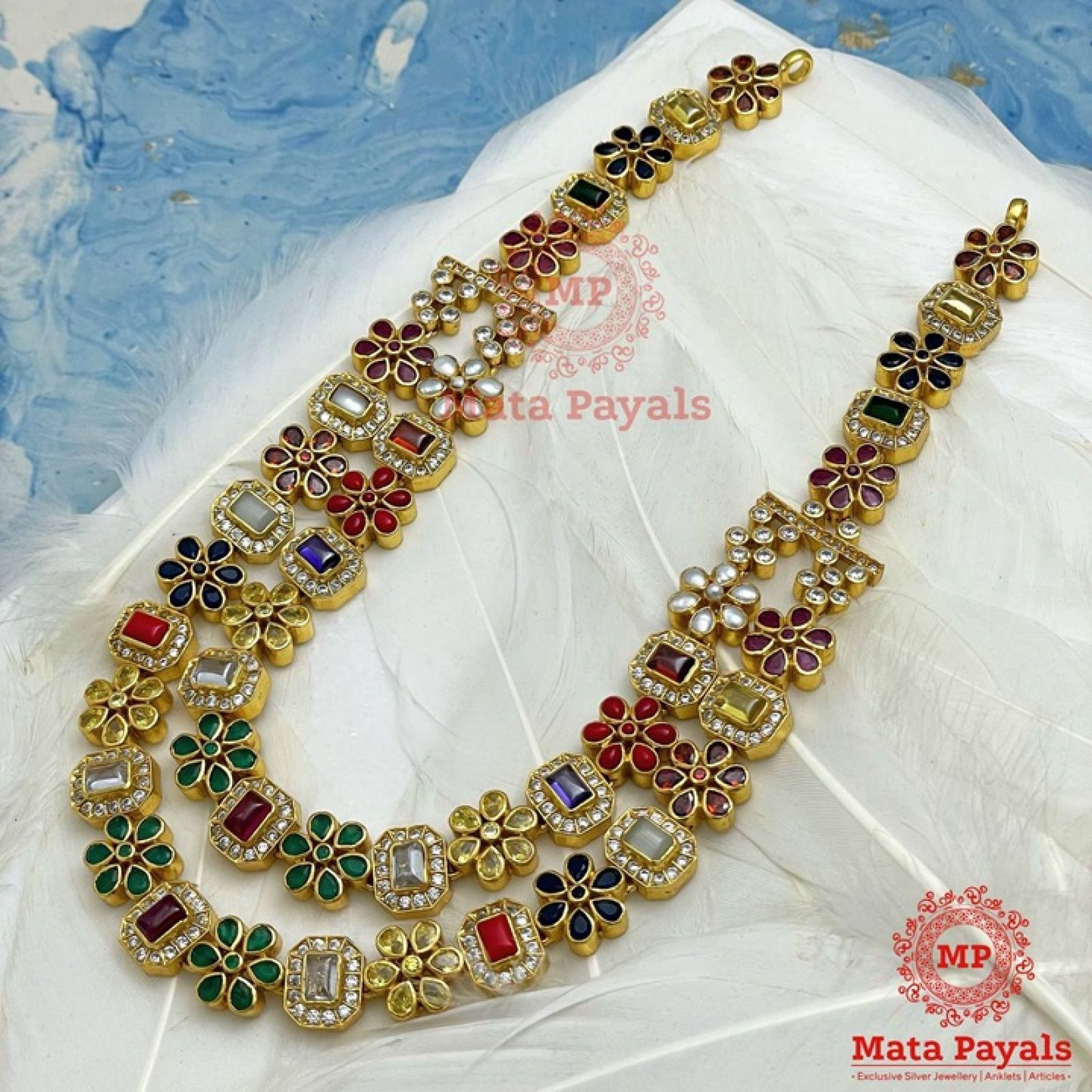 Flawless Navratan Gold Plated Necklace