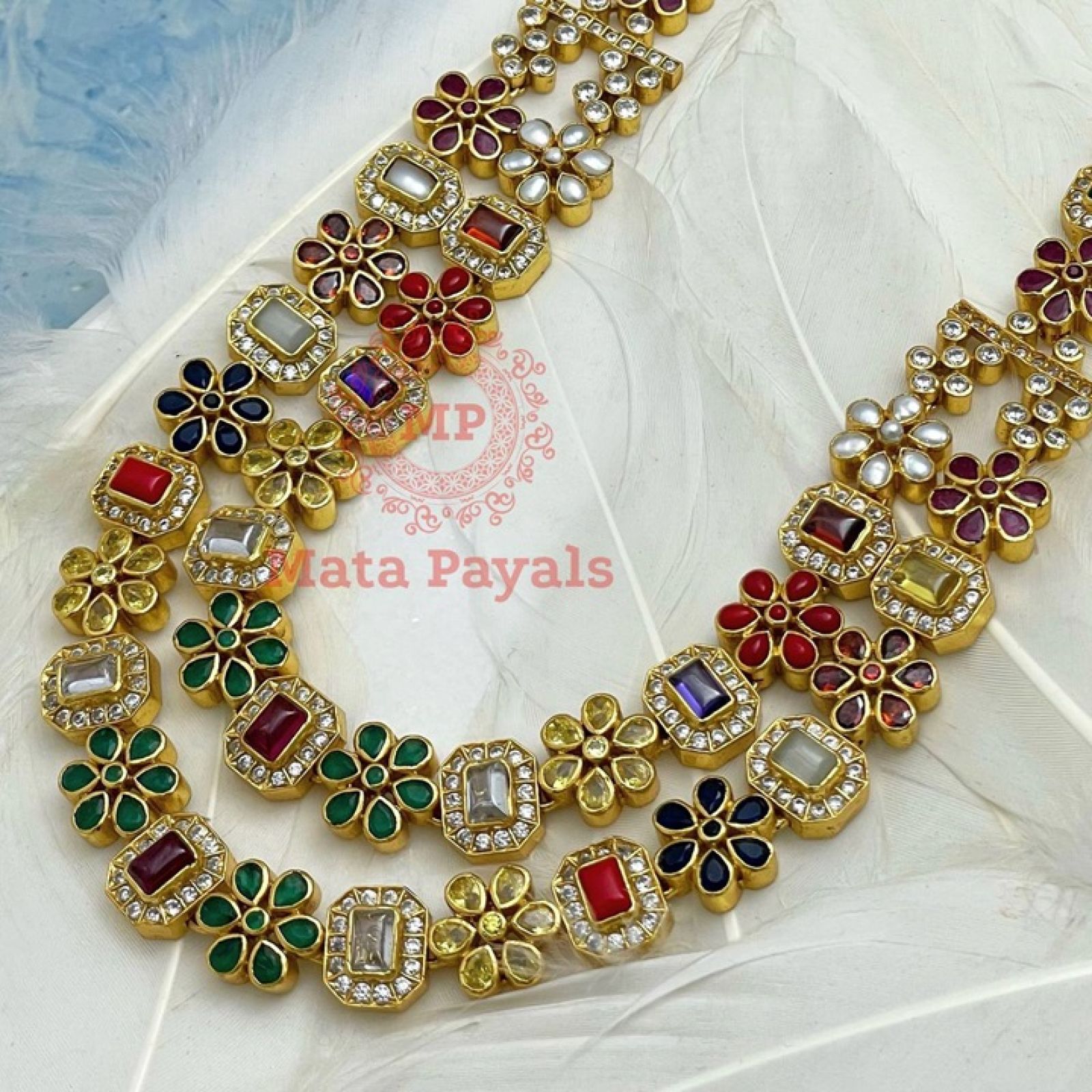 Flawless Navratan Gold Plated Necklace