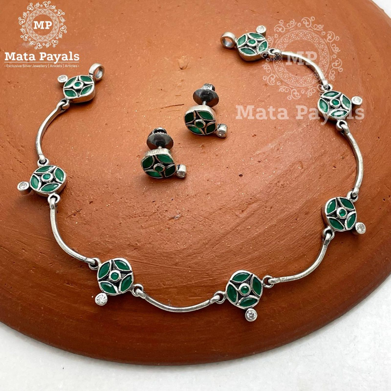 Greenish Lovely Oxidised Necklace Set