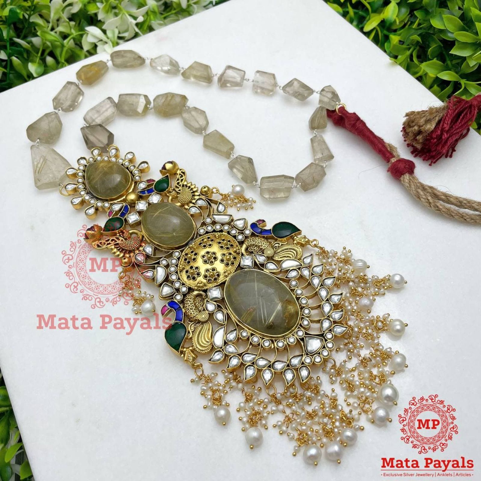  Exceptional Mayur Filigree Gold Plated Necklace