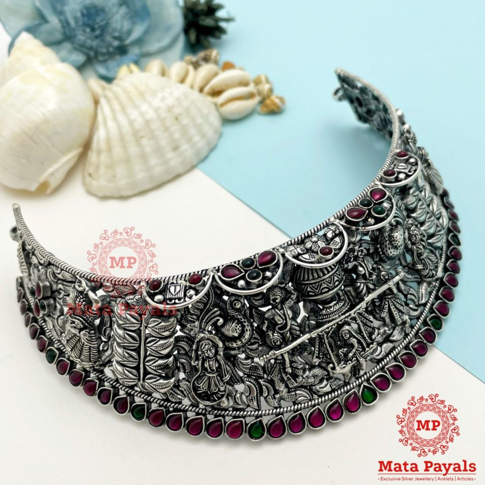 Majestic Dholi Filigree Oxidised Necklace
