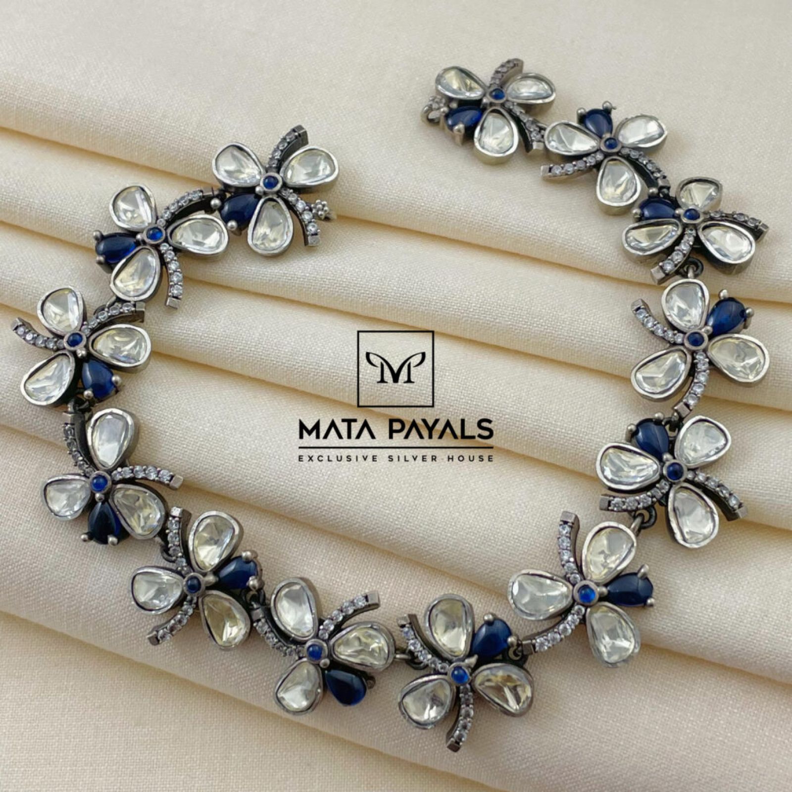 Pretty Blue Moissanite Necklace