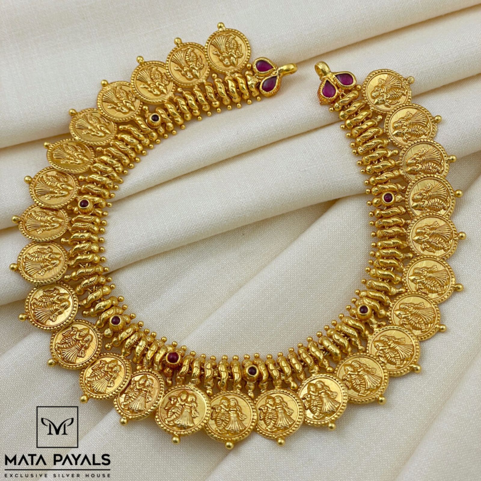 Radha Krishna Coin Necklace