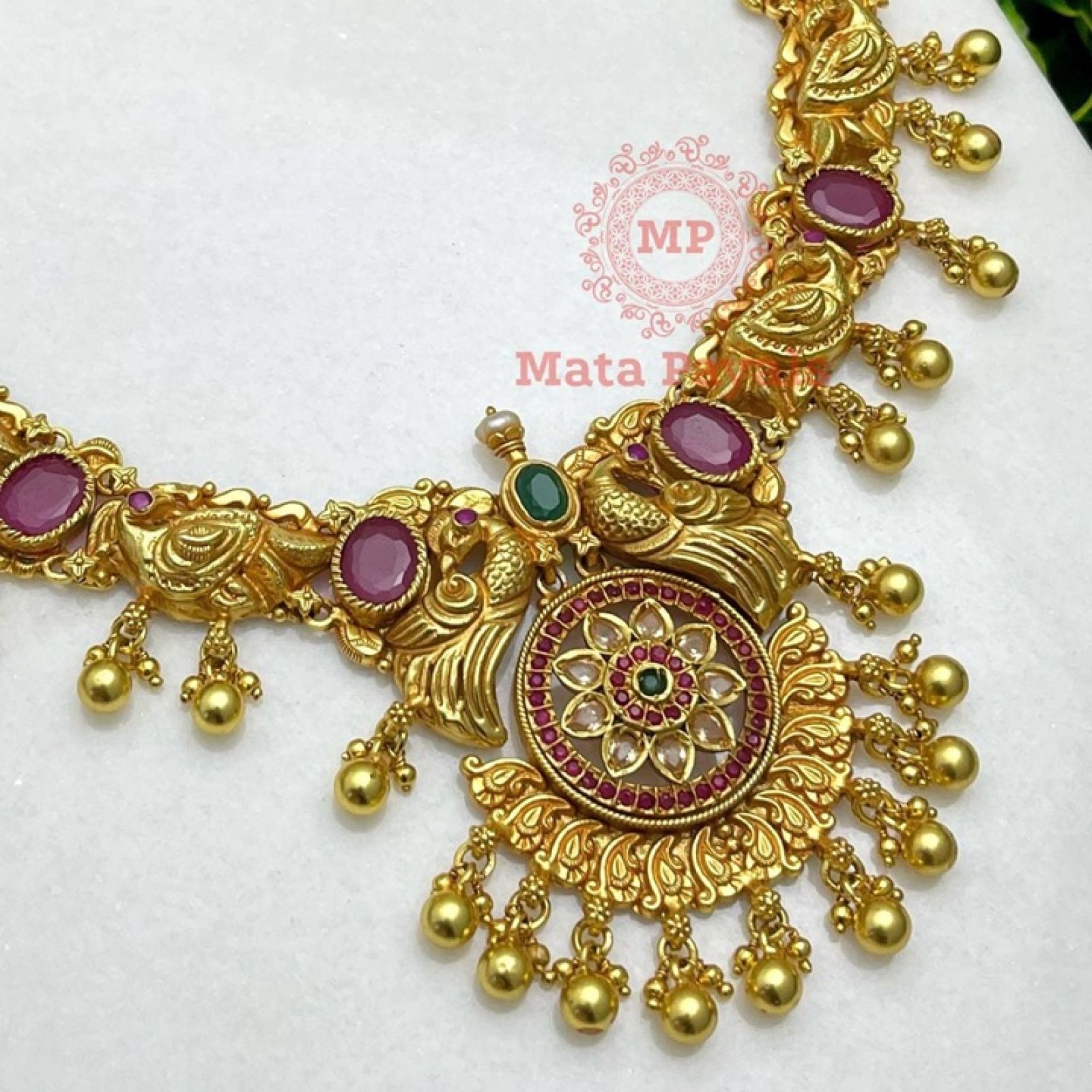 Ravishing Floral Peacock Gold Plated Necklace