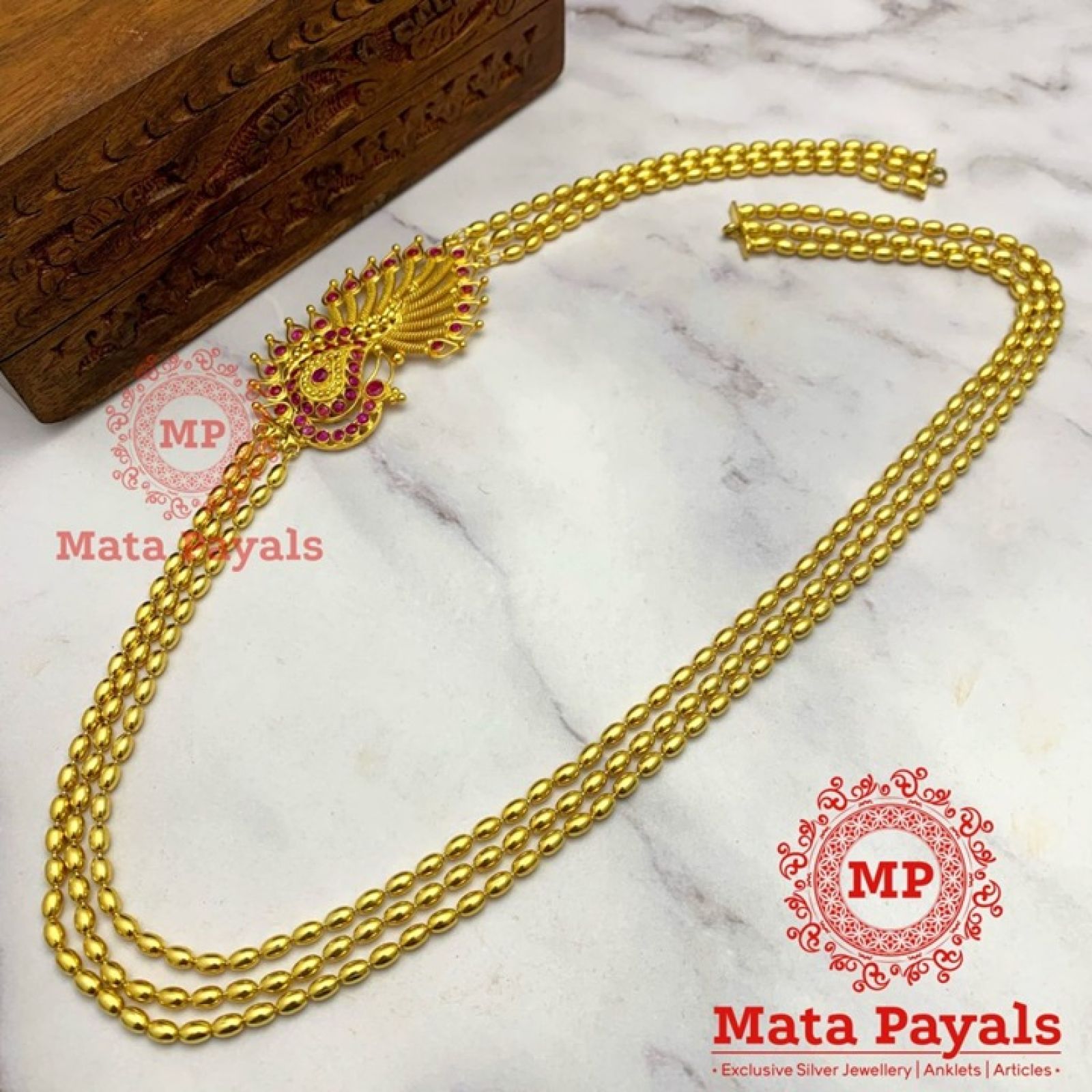 Ravishing Morni Gold Beaded Layered Hara