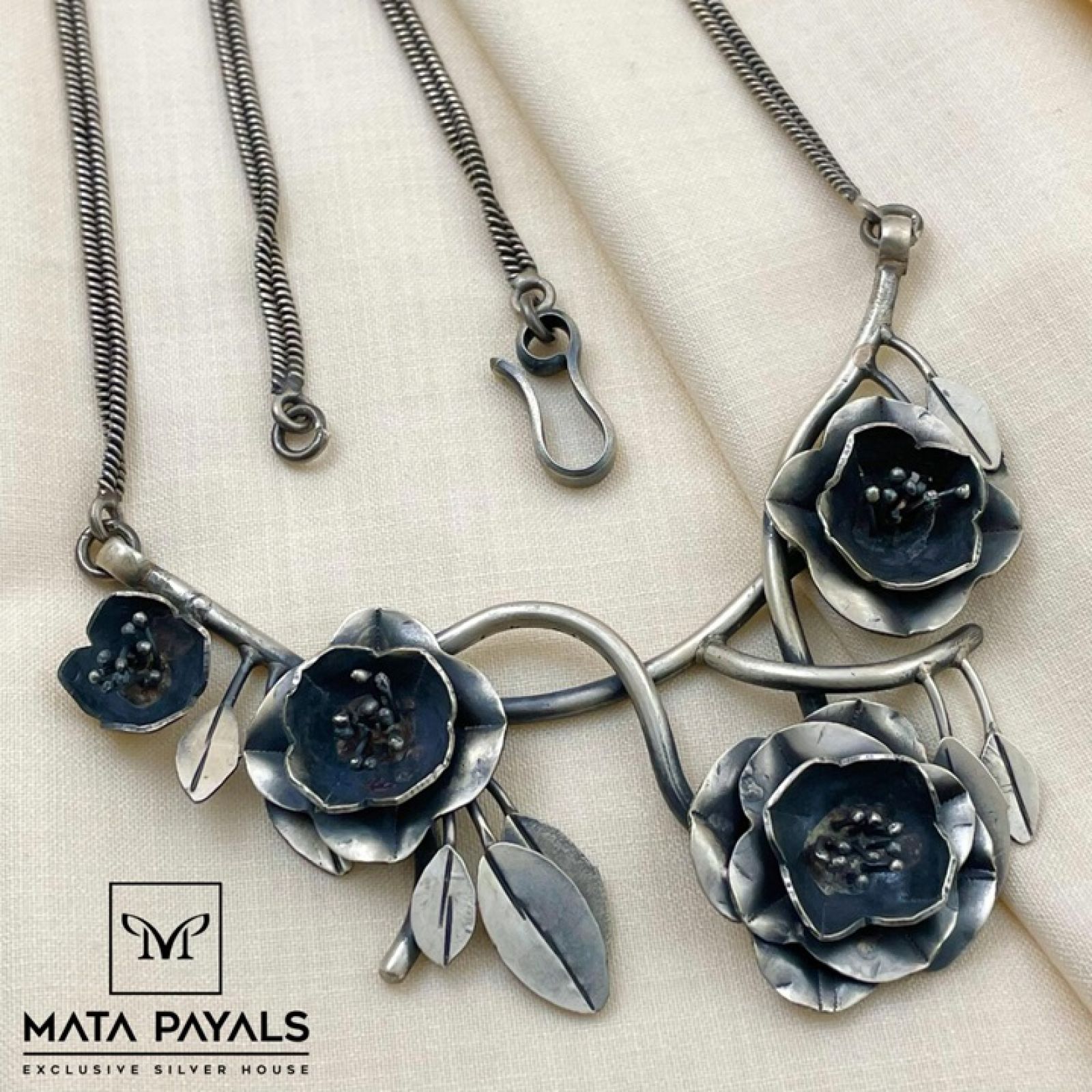 Tribal Floral Oxidised Necklace