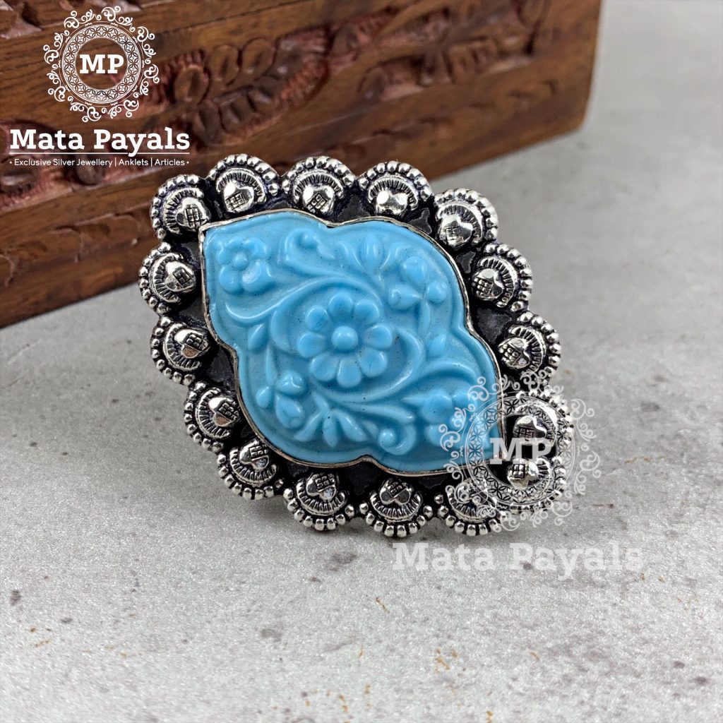 Amazed Blue Floral Ring
