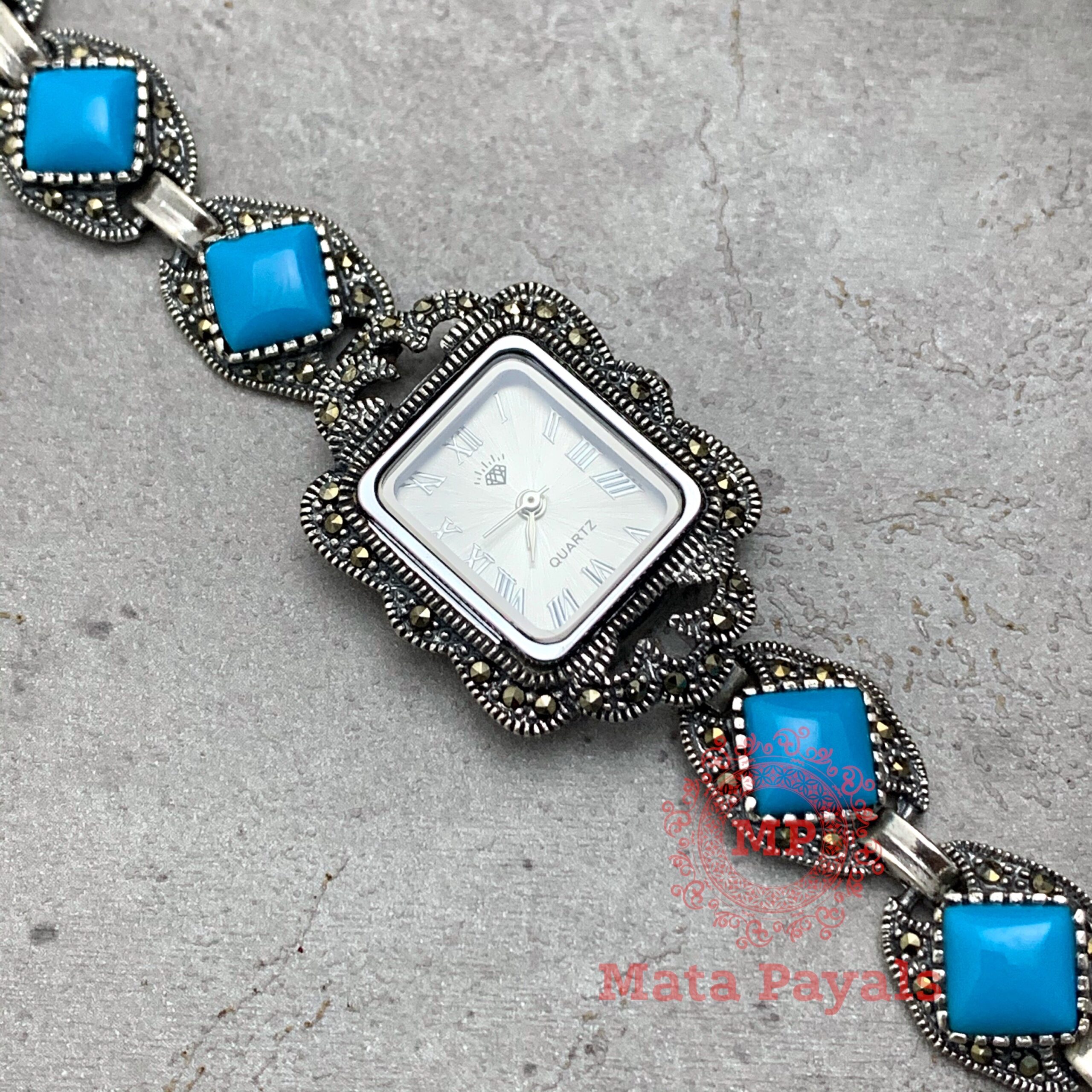 Breathtaking Turquoise Marcasite Watch