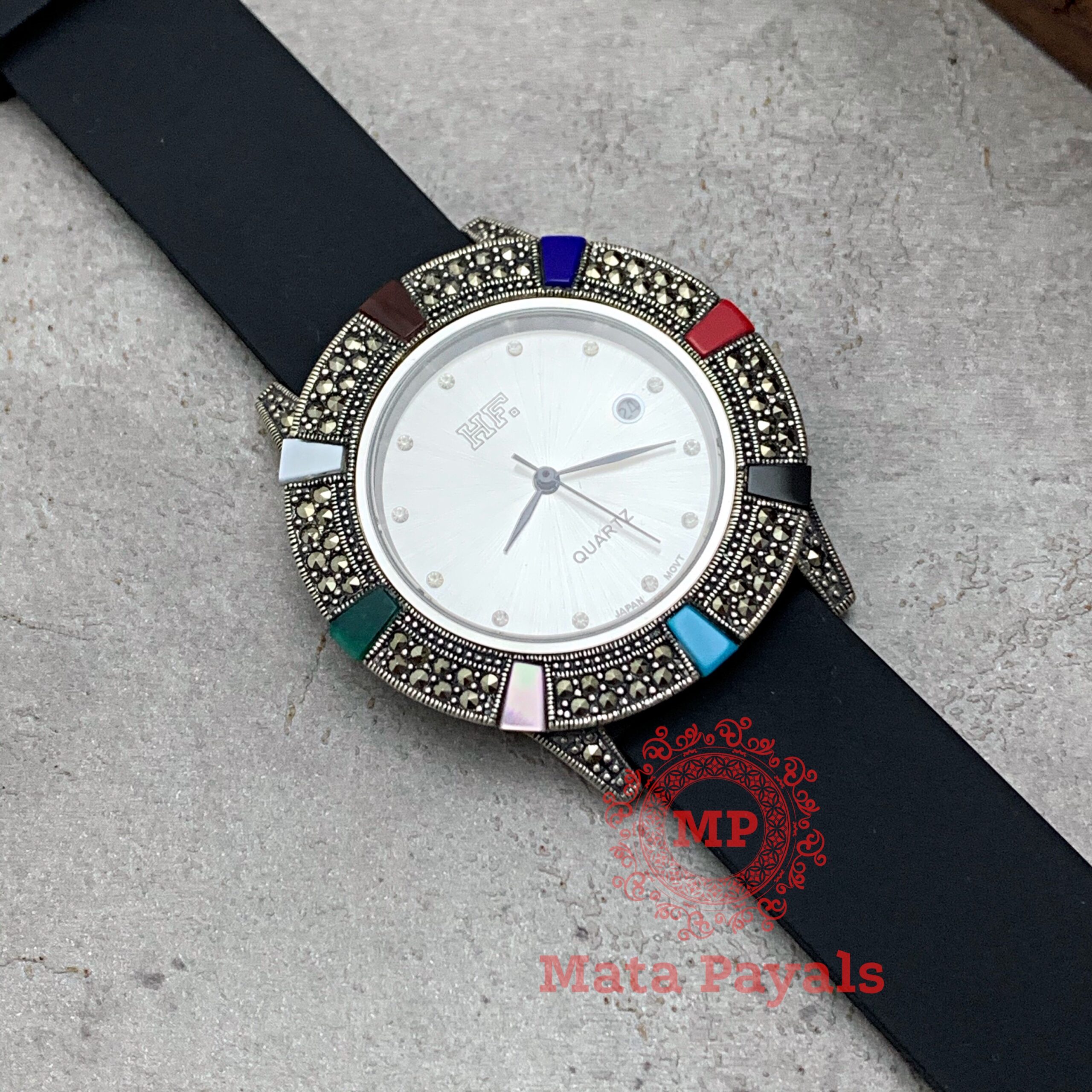 Colourful Marcasite Silicone Watch