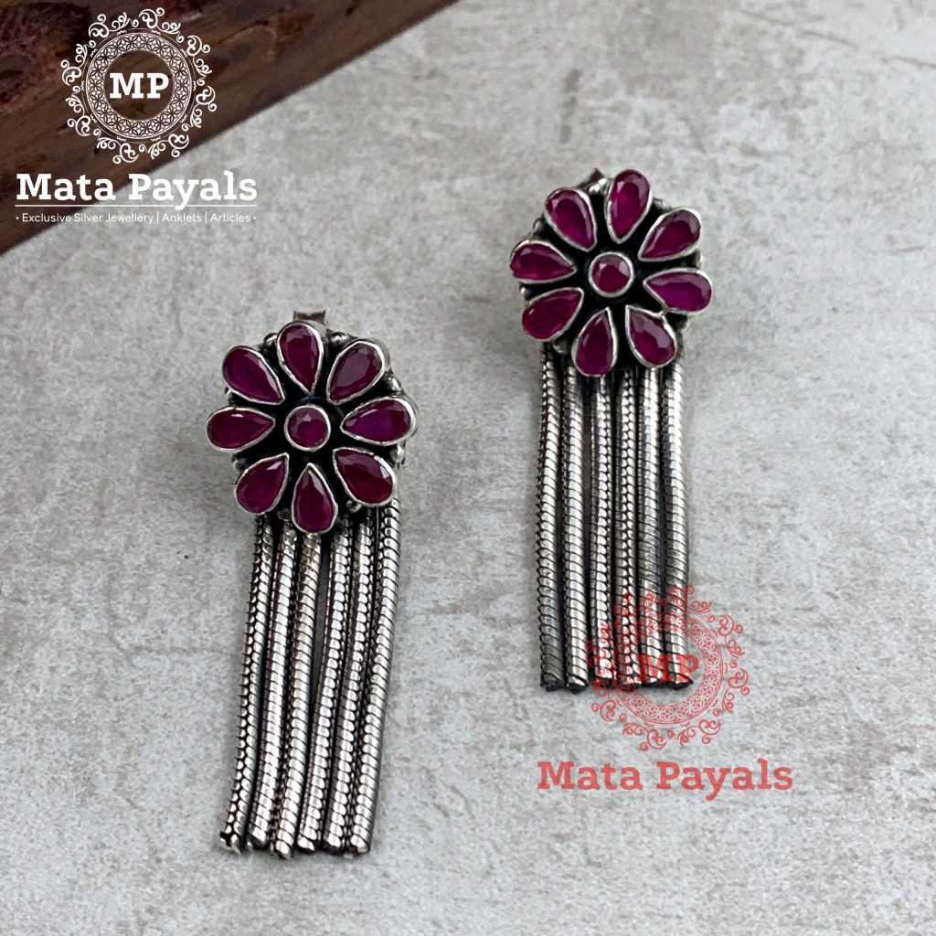 Mesmerizing Red Floral Earring