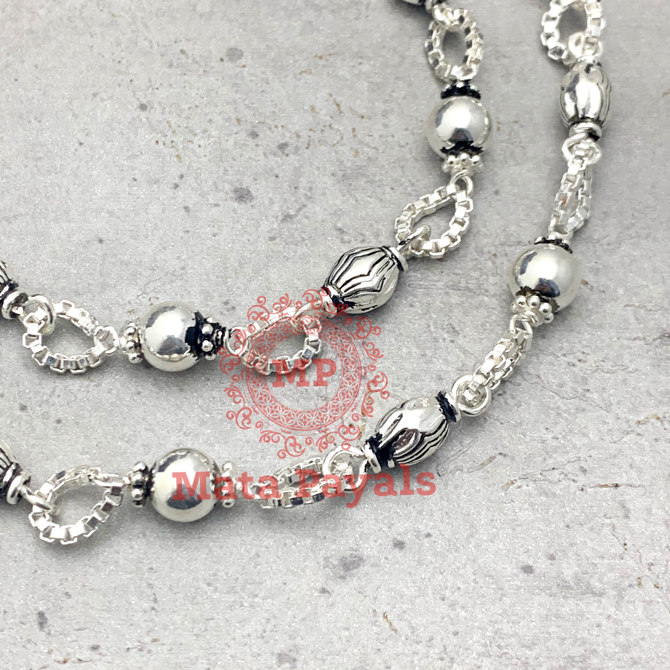 Knot Beaded Oxidised Attractive Anklet