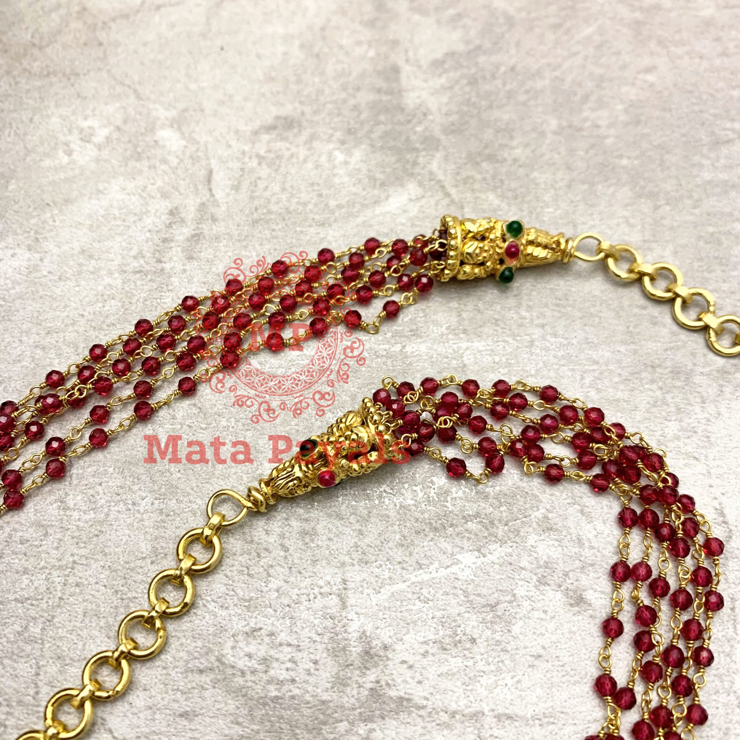 Twinkling Ruby Beaded Layered Neck Chain
