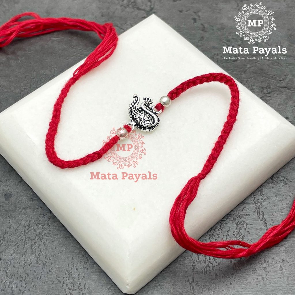 Mayur Red Oxidised Silver Rakhi – Mata Payals Exclusive Silver ...