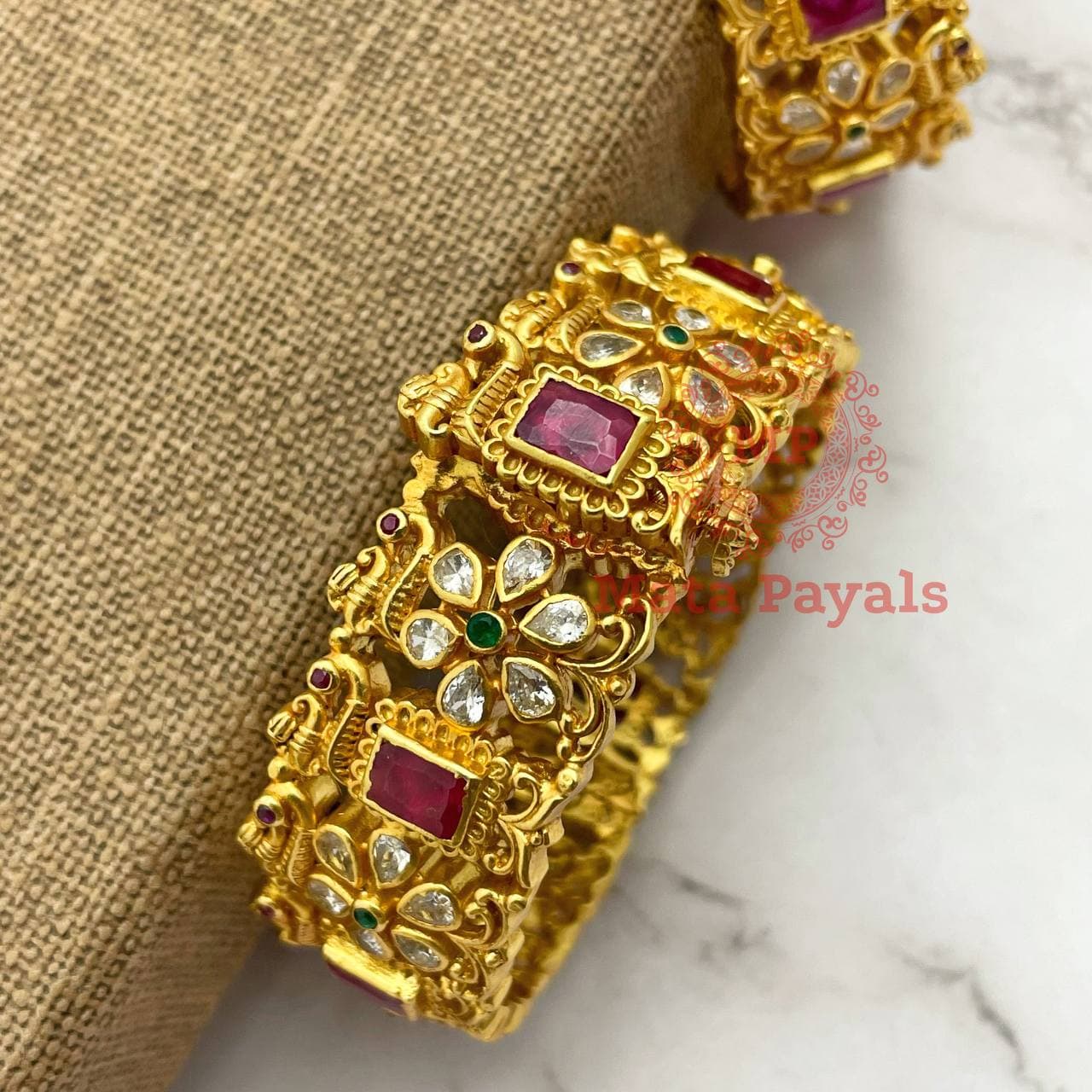 Floral Peacock Gold Plated Bangle..