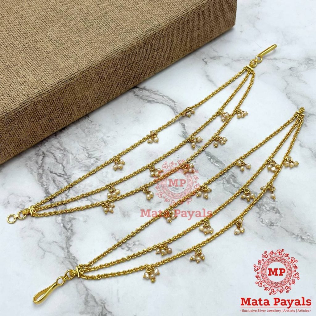 Pearl Three Line Gold Plated Mathi