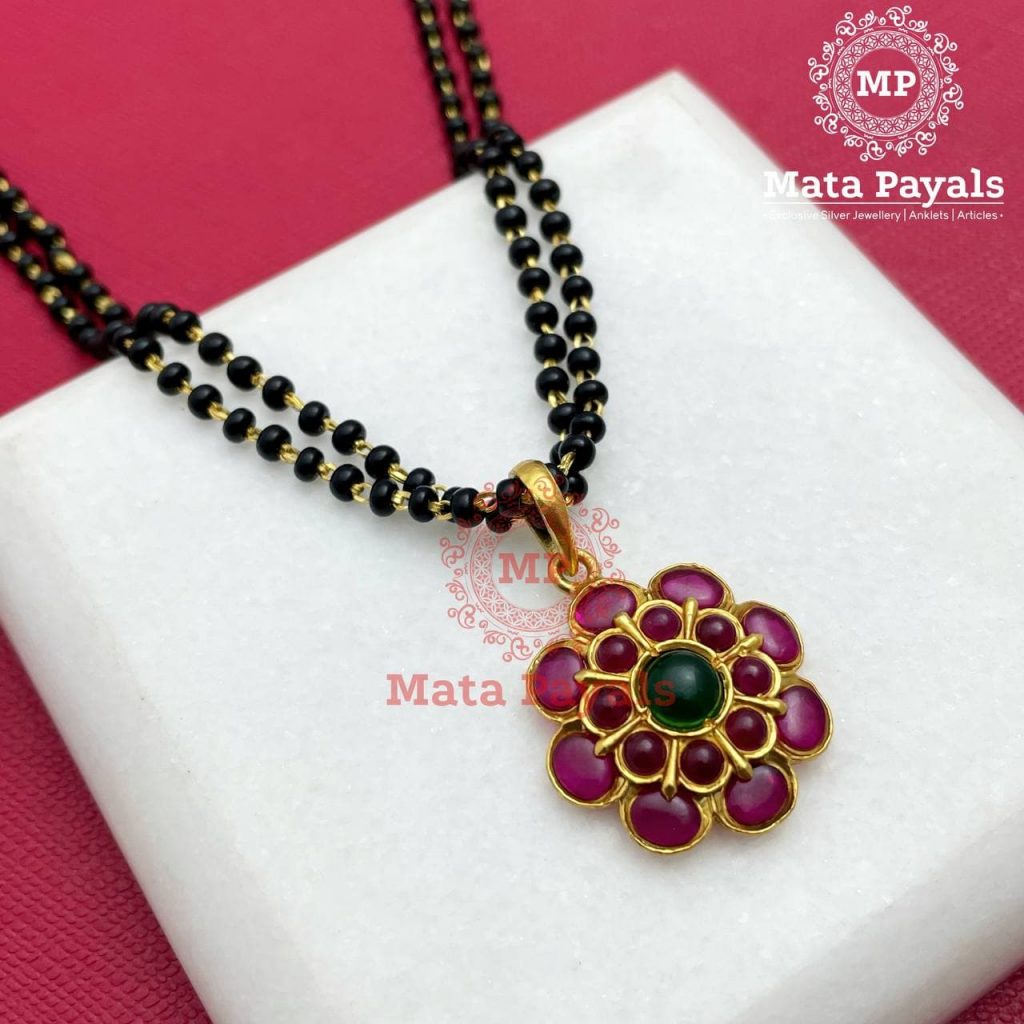 Spinel Flower Gold Plated Mangalsutra