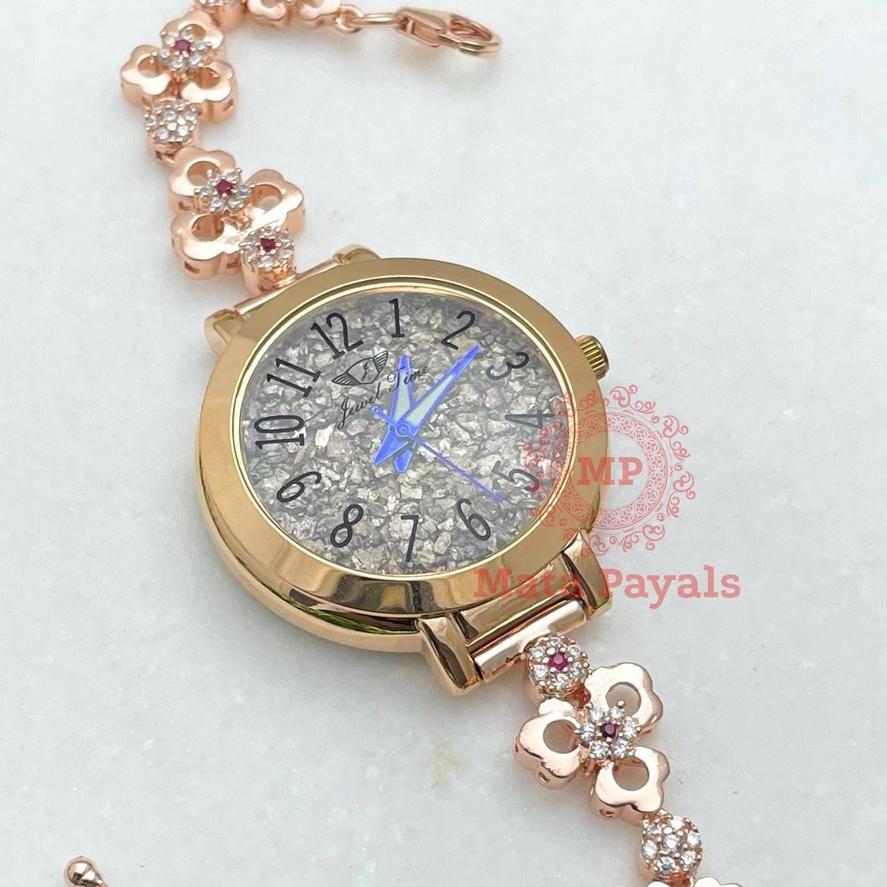 Beautiful Floral Rose Gold Silver Watch Z