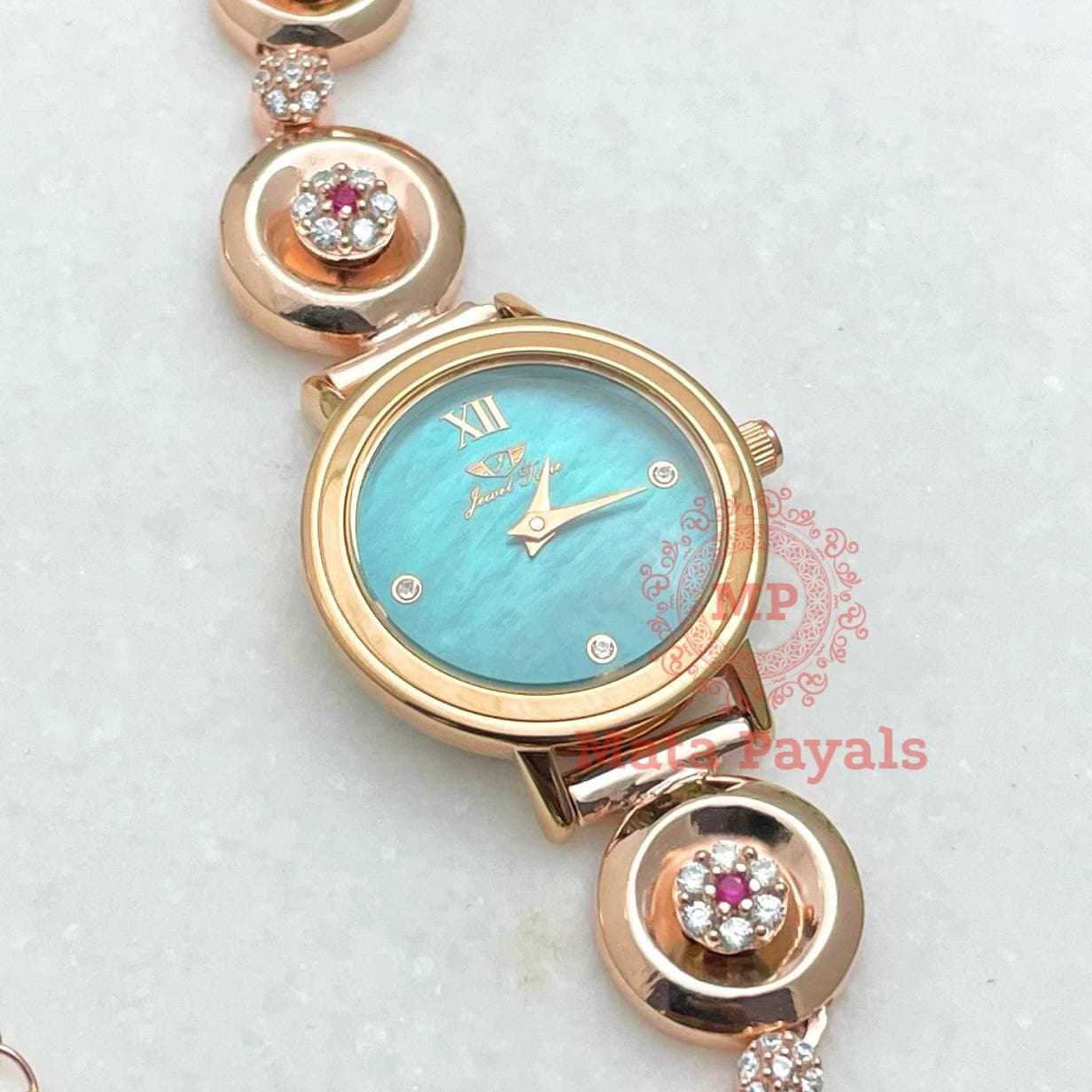 Floral Rose Gold Silver Watch Z