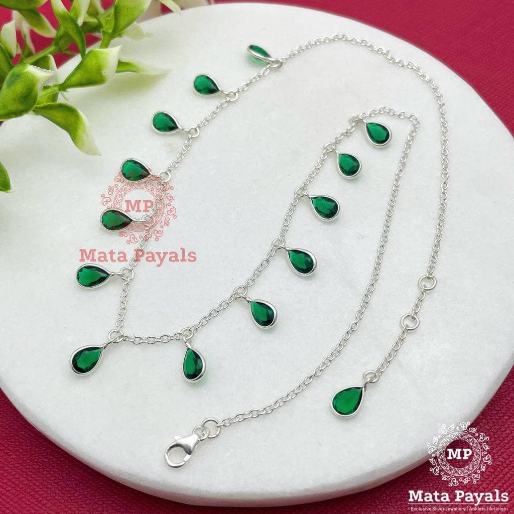 Green Drop Cut Stone Necklace