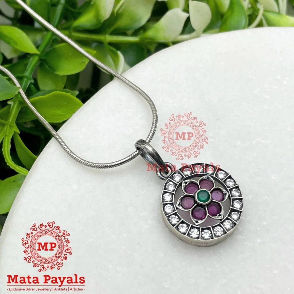 Chakra Floral Silver Necklace