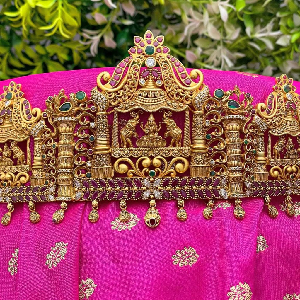 Devi Lakshmi Gold Plated Waist Belt Front