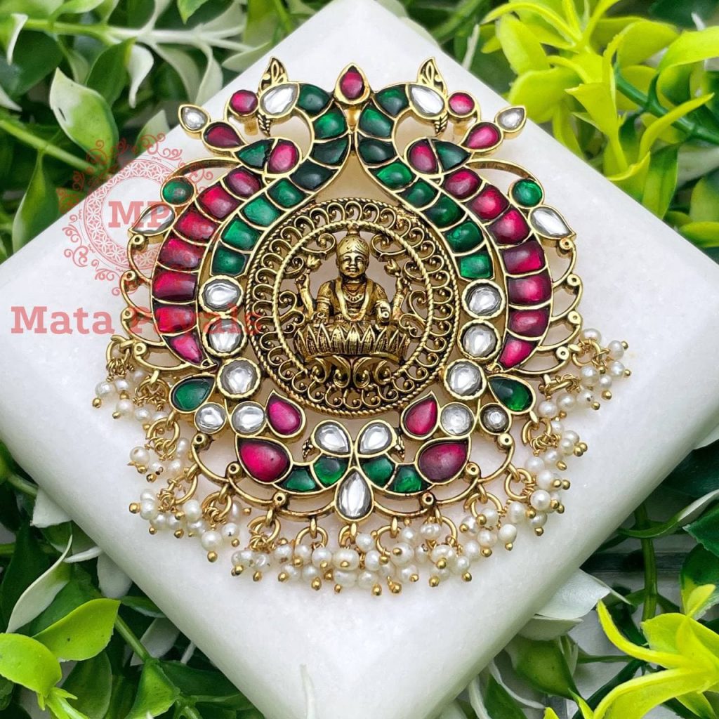 Devi Lakshmi Kundan Gold Plated Pendant