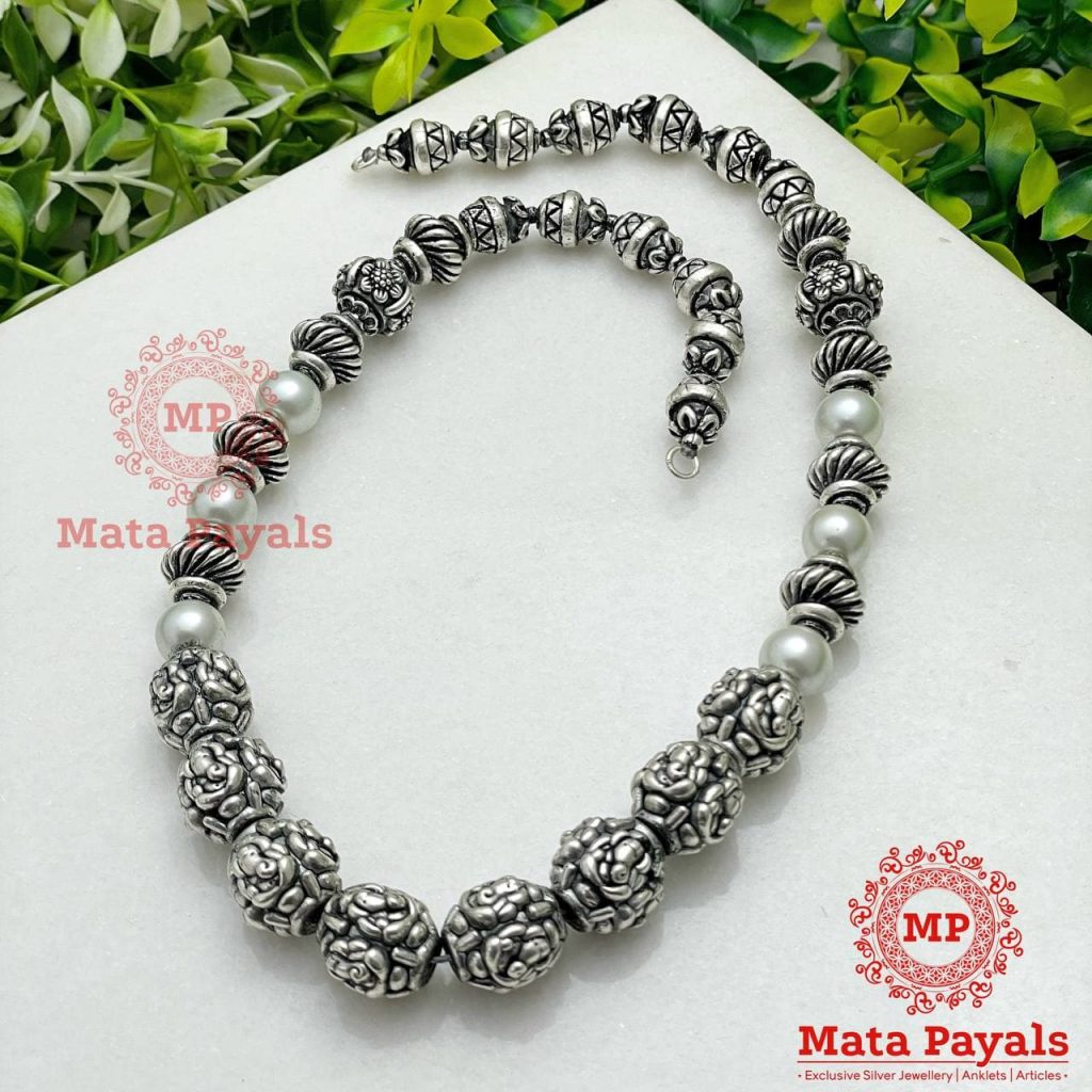 Ganesha Oxidised Silver Neck Chain