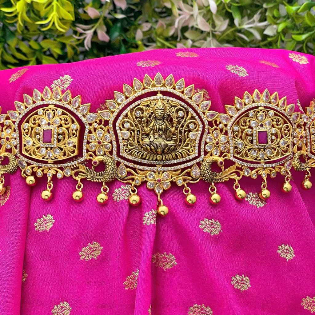 Maha Lakshmi Nakshi Silver Waist Belt Front