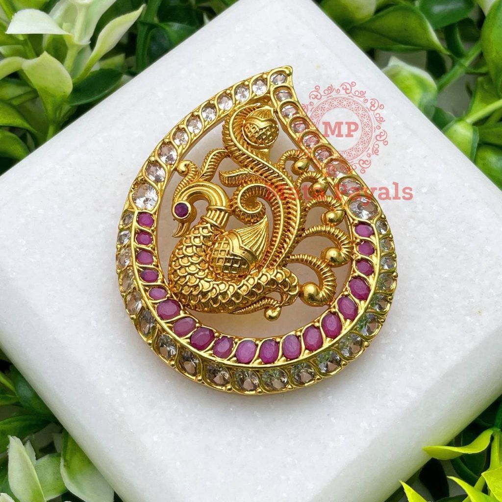 Peacock Red Gold Plated Pendant