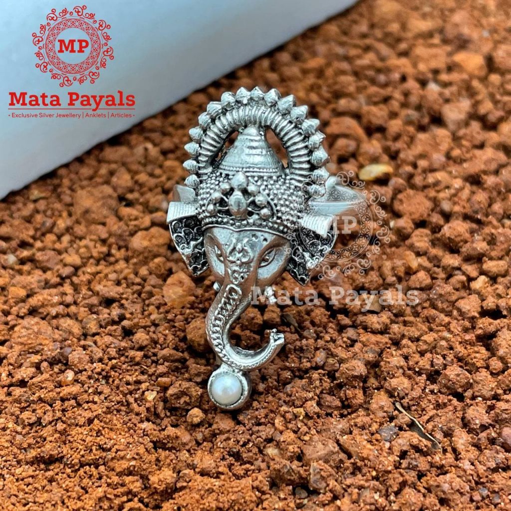 Pearl Shri Ganesha Silver Ring