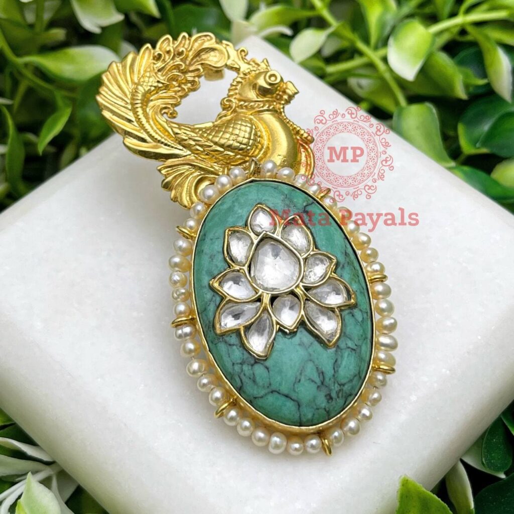 Turquoise Bird Gold Plated Pendant