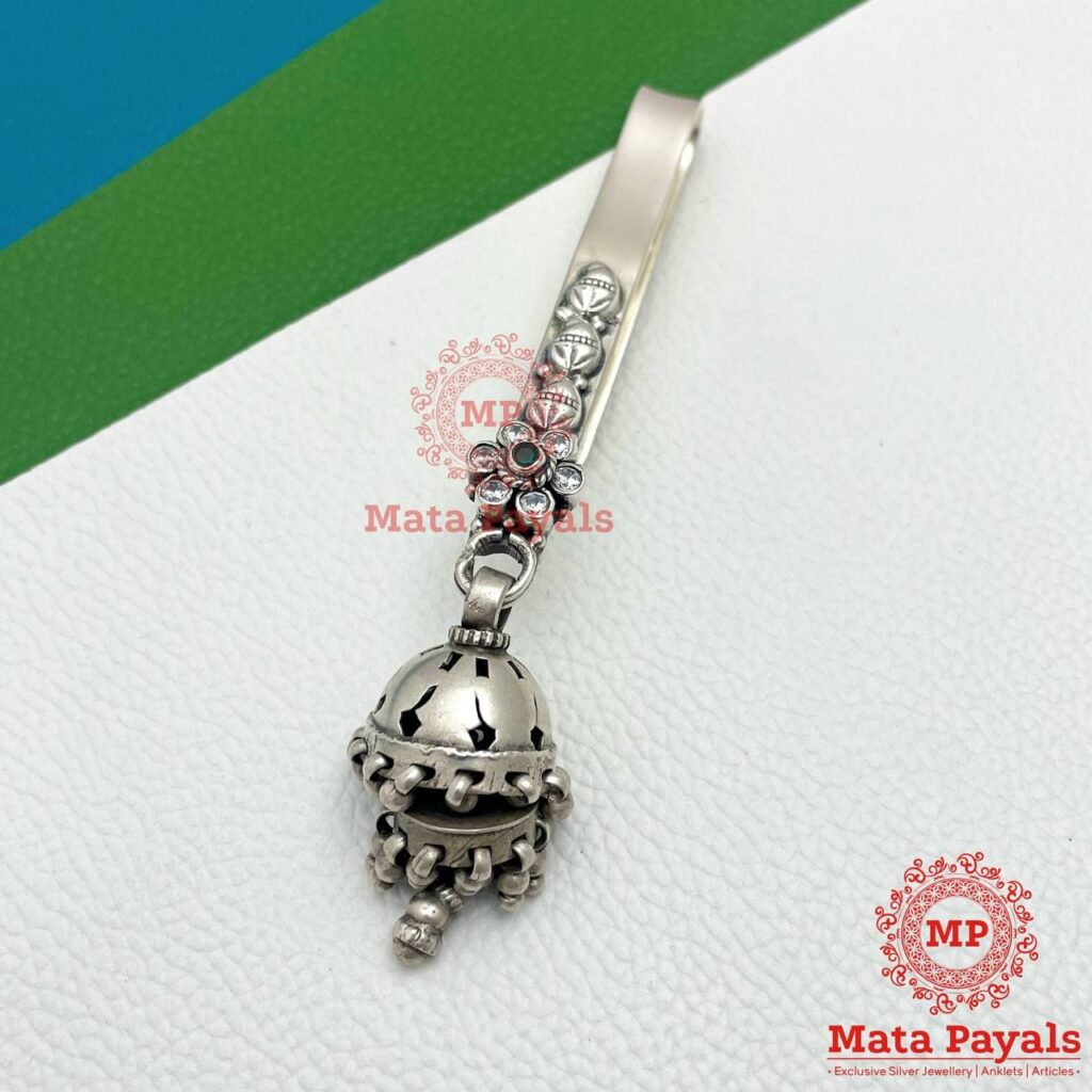 Floral Silver Jhumka Key Chain
