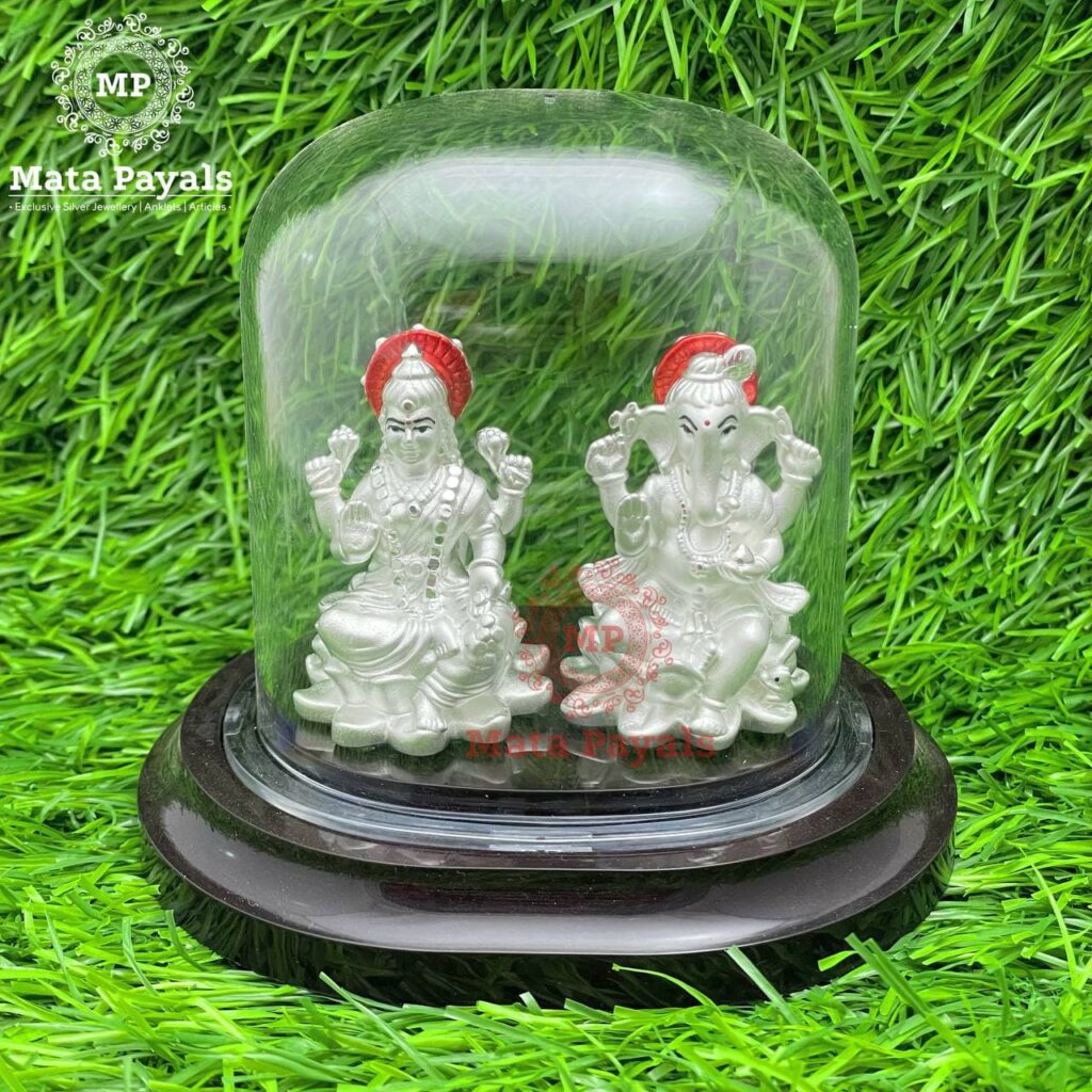 Dhana Lakshmi Ganesha Silver God Idol