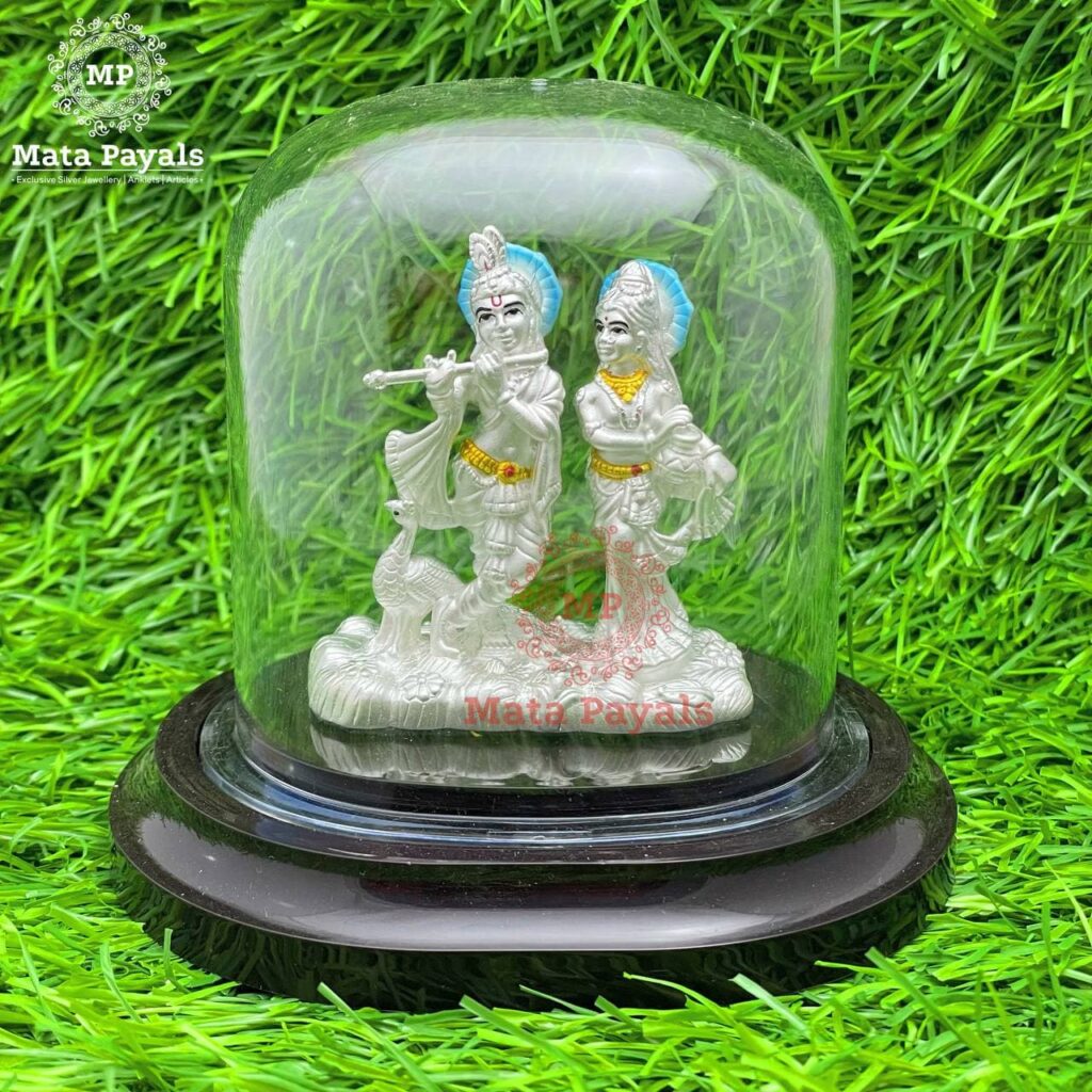 Radha Krishna Silver God Idol