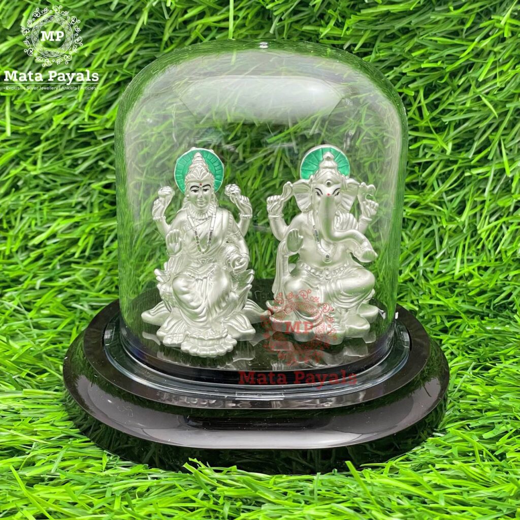 Dhana Lakshmi Shri Ganesha Silver Idol