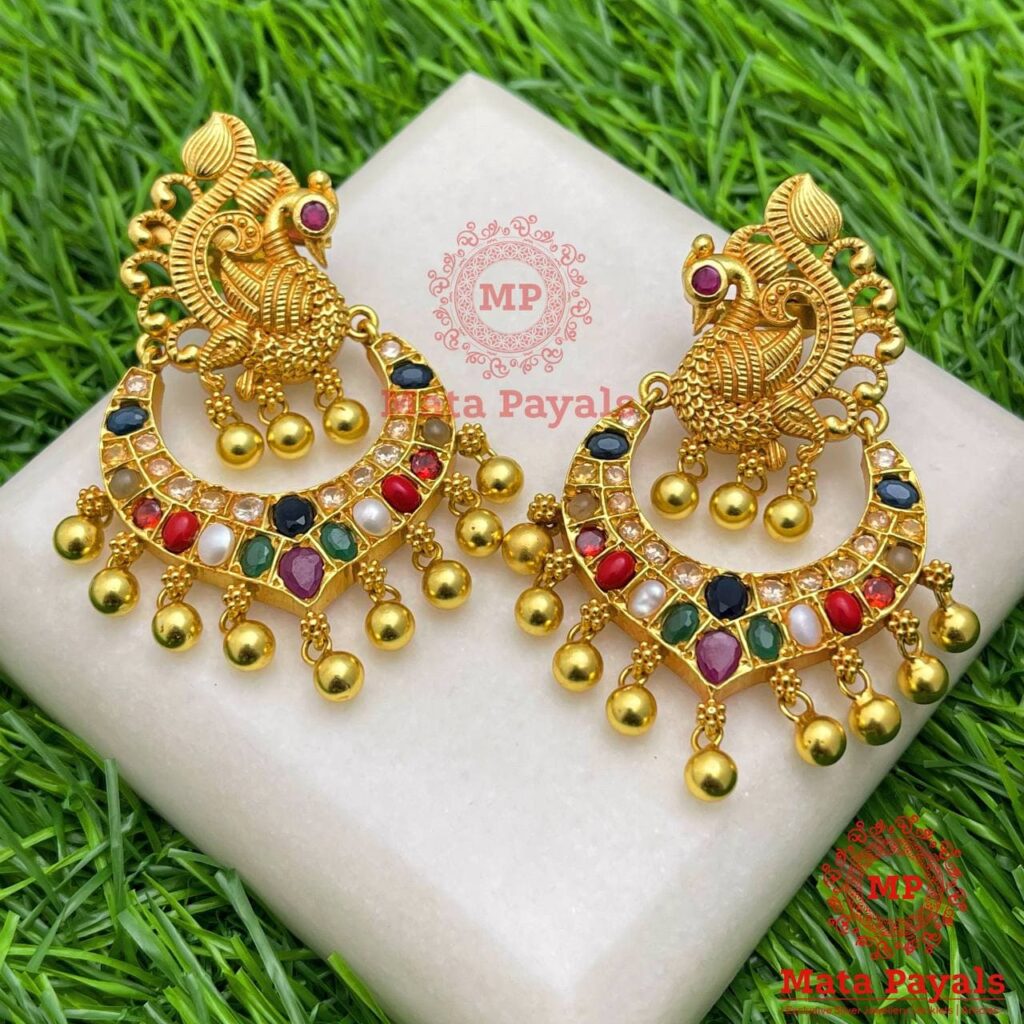 Buy Jewels Galaxy Red & Golden Chand Bali Earrings Online At Best Price @  Tata CLiQ