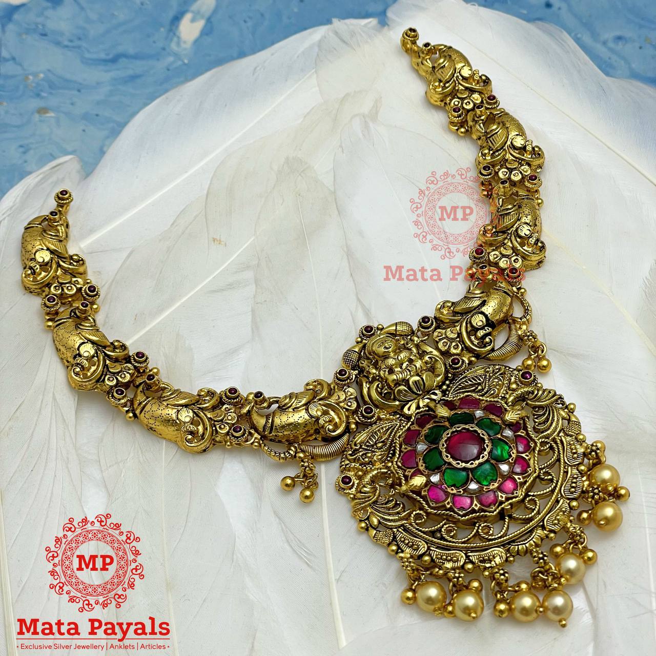 Magnificent Mayur Lakshmi Gold Plated Necklace