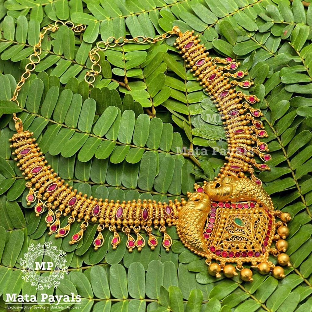 Ethnic Kemp Mayur Gold Plated Necklace